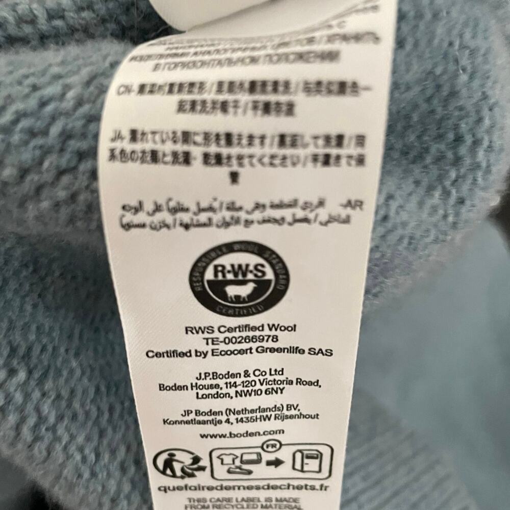 Boden Blue Marion WMNS RWS Certified Merino Wool Sweater SZ M Fair Isle - Picture 11 of 12
